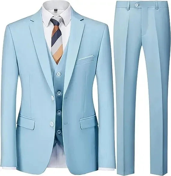 2023 Fashion Men's Casual Business Suit 3 Pieces Set / Male Dress Blazers Jacket Coat Blazers Trousers Pants Vest Waistcoat