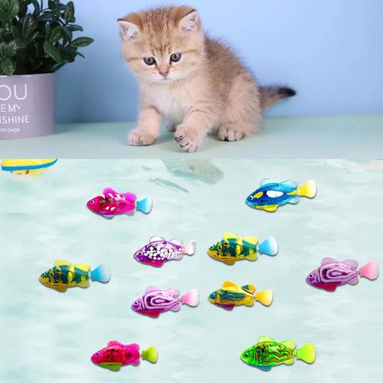 Electronic Fish Baby Summer Bath Toy Pet Cat Toys Swimming Robot Fish With LED Light Water Swim Pool Bathtub Toys Christmas Birt