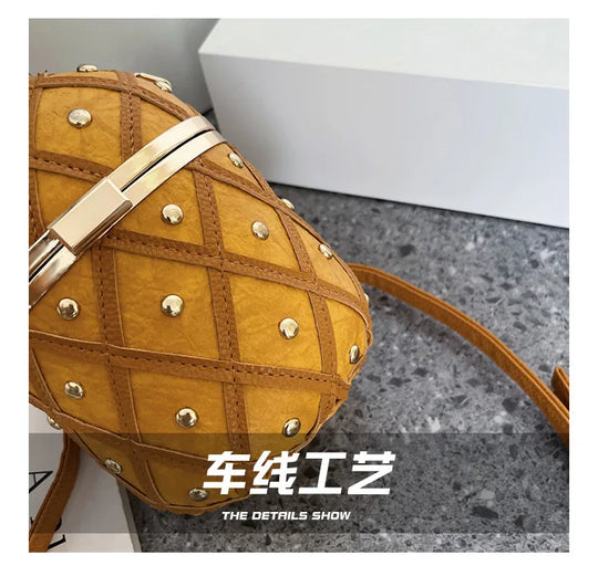 Women Bag 2023 Fashion Cute Pineapple Design Shoulder Bag Originality Design Ladys Crossbody Bag Metal Chain Handbag