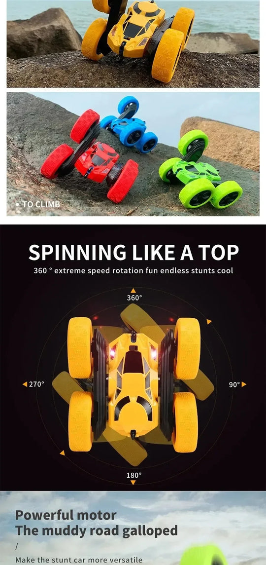 Rc Stunt Car Kids Double Sided Flip Remote Control Cars 2.4G High Speed 360° Rotation Drift Auto Toys Gifts for Boy Girl