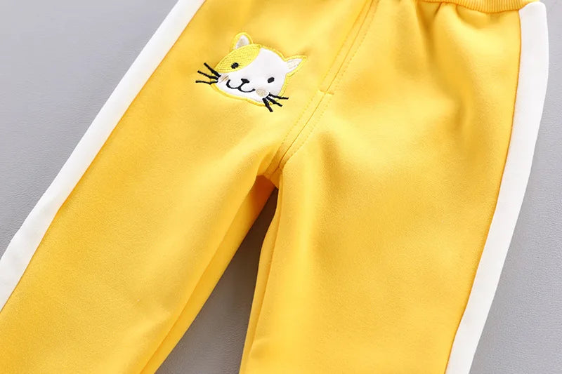 Winter Baby Boys Clothing Sets 2024 Cartoon Toddler Boys Girls Warm Hooded Coats Pants Suit Kids Thick Tracksuit Clothes Set