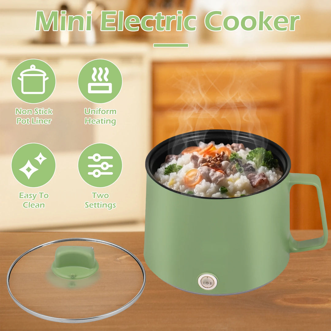 New 1pc Portable Non-Stick Mini 52oz Hot Pot Rice Cooker - Compact and Convenient Appliances, 2 Gear Rapid Noodles Cooker for Ho