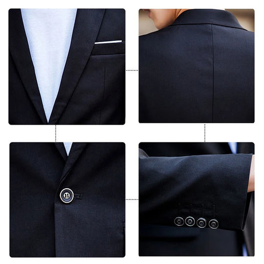 Men Blazers Sets 2 Pieces Wedding Elegant Formal 3 Suits Full Business Korean 2023 Pants Blue Coats Jackets Luxury