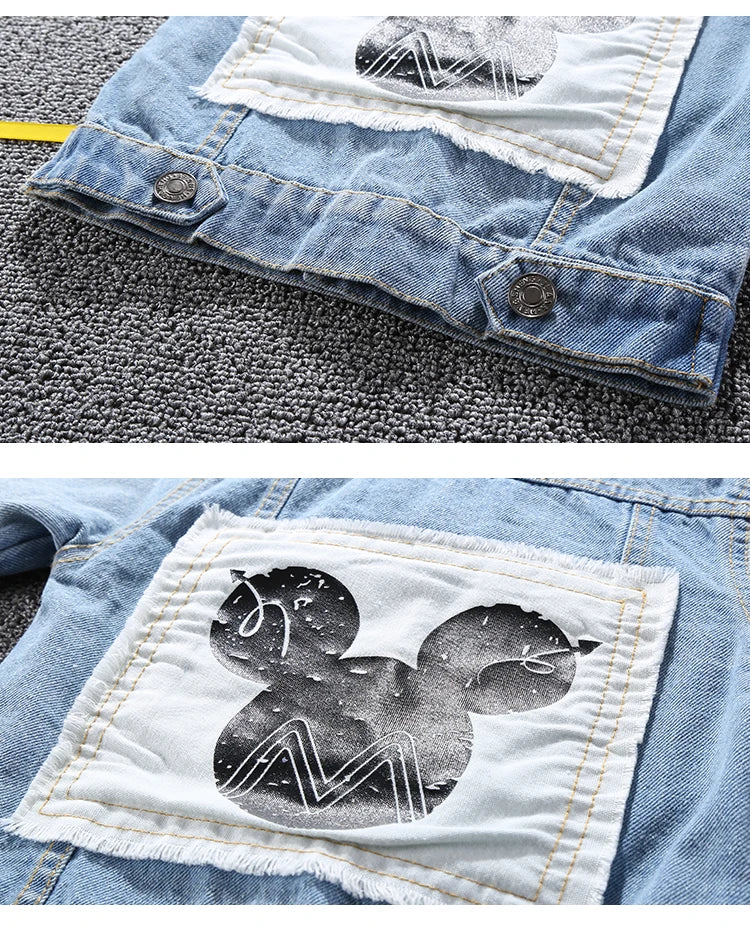 Mickey Denim Jacket For Boys Fashion Coats Children Clothing Autumn Baby Girls Clothes Outerwear Cartoon Jean Jackets Coat