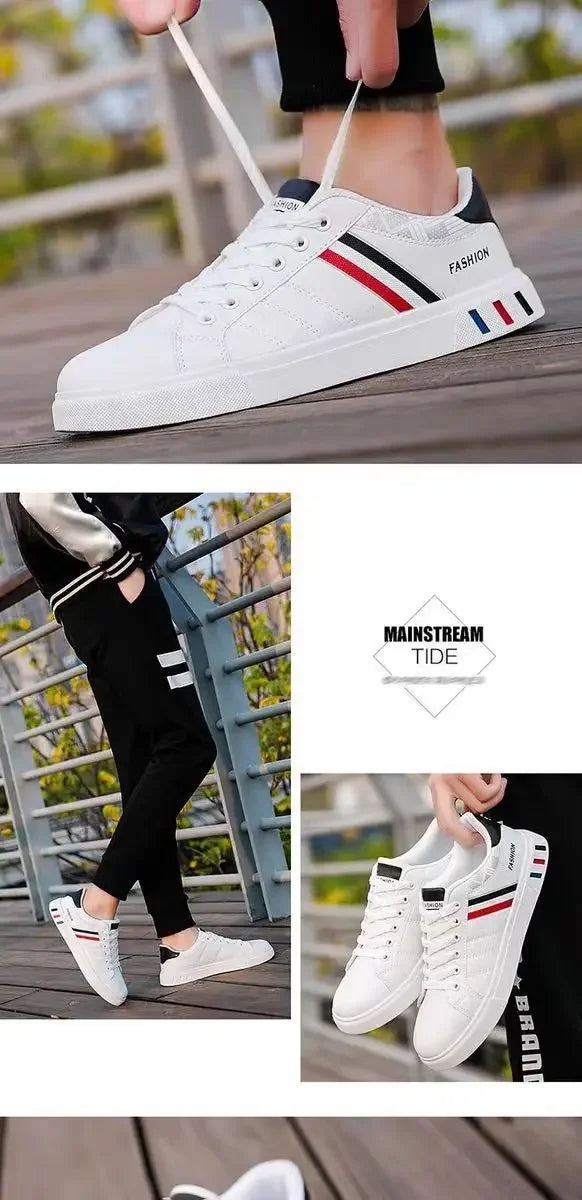 Men Sneakers Casual Shoes Men Flats Zapatillas Hombre Lightweight Pu Leather Breathable Shoe Mens White Sports Tenis Shoes