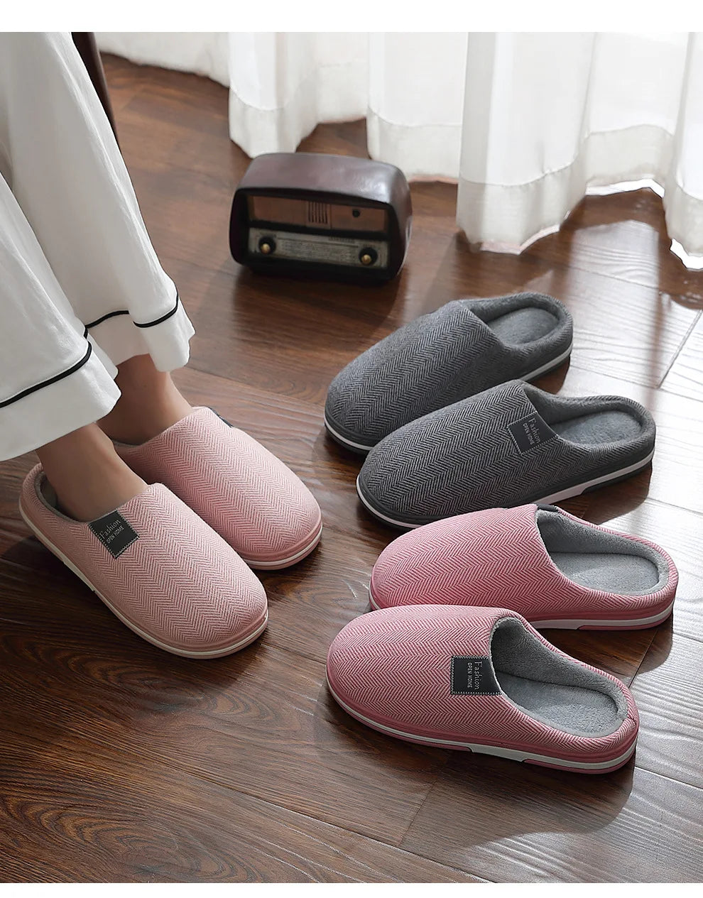 Big Size Men Winter Home Slippers Casual Shoes Women Soft Warm House Slides Indoor Bedroom Non Slip Flats Couples Floor Slipper