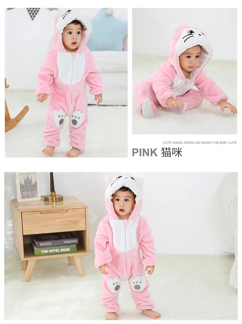 Baby Rompers Winter Kigurumi Lion Costume For Girls Boys Toddler Animal Jumpsuit Infant Clothes Pyjamas Kids Overalls Ropa Bebes