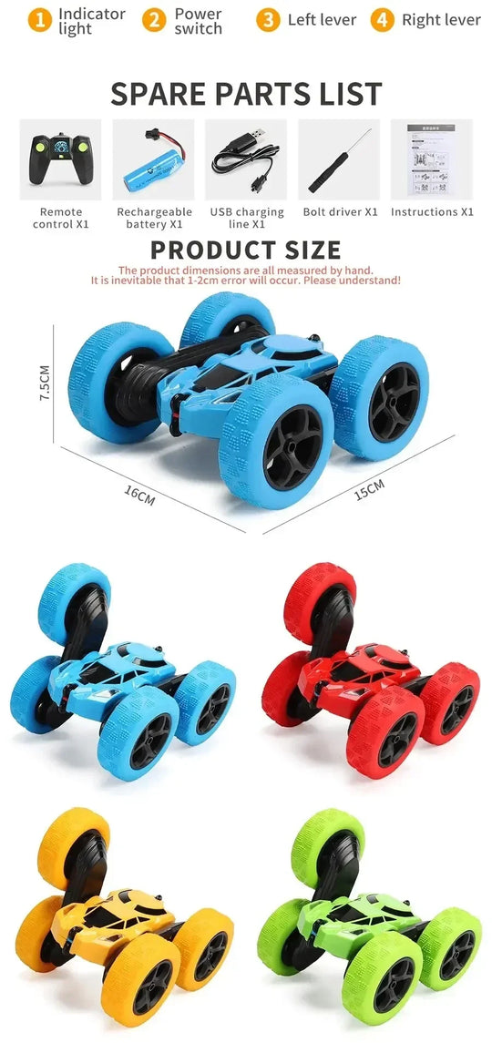 Rc Stunt Car Kids Double Sided Flip Remote Control Cars 2.4G High Speed 360° Rotation Drift Auto Toys Gifts for Boy Girl