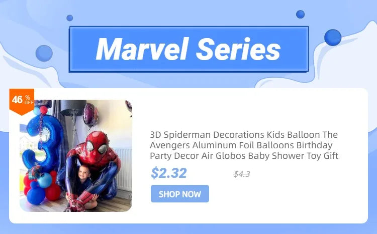 3D Spiderman Decorations Kids Balloon The Avengers Aluminum Foil Balloons Birthday Party Decor Air Globos Baby Shower Toy Gift