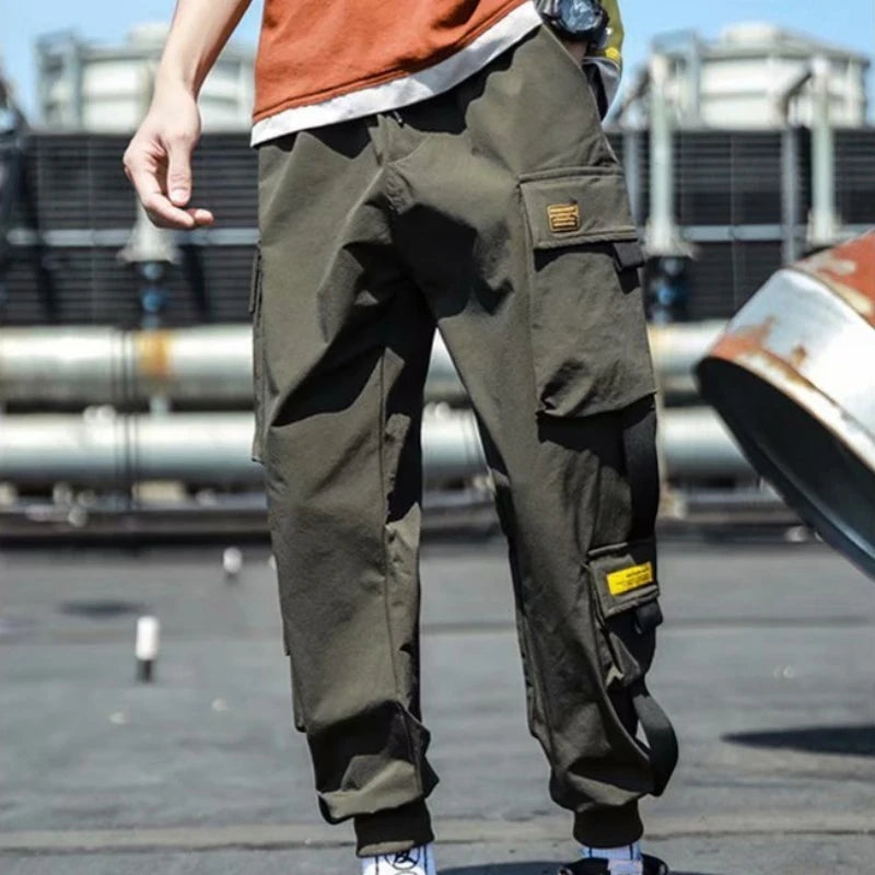 2024 New Fashion Men's Cargo Pants Casual Hip Hop Hit Color Multiple Pockets Trousers Streetwear Sportswear Sweatpants