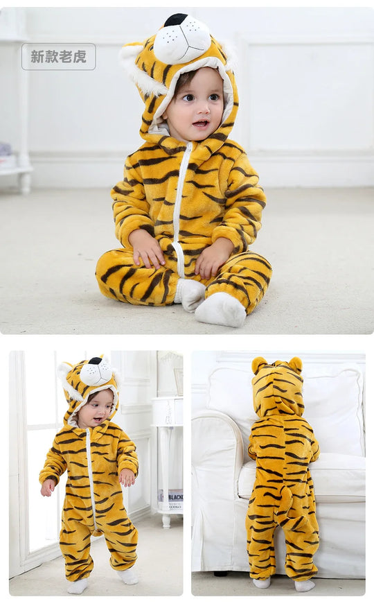 Baby Rompers Winter Kigurumi Lion Costume For Girls Boys Toddler Animal Jumpsuit Infant Clothes Pyjamas Kids Overalls Ropa Bebes