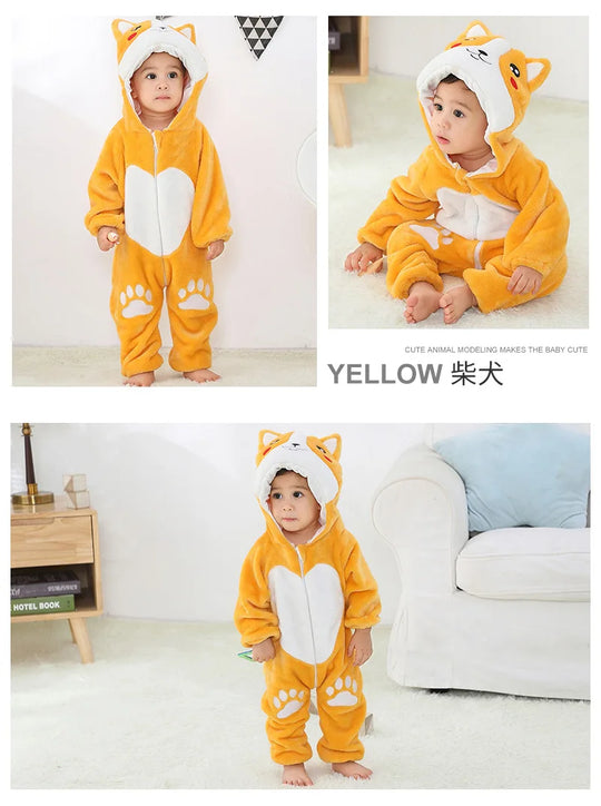 Baby Rompers Winter Kigurumi Lion Costume For Girls Boys Toddler Animal Jumpsuit Infant Clothes Pyjamas Kids Overalls Ropa Bebes