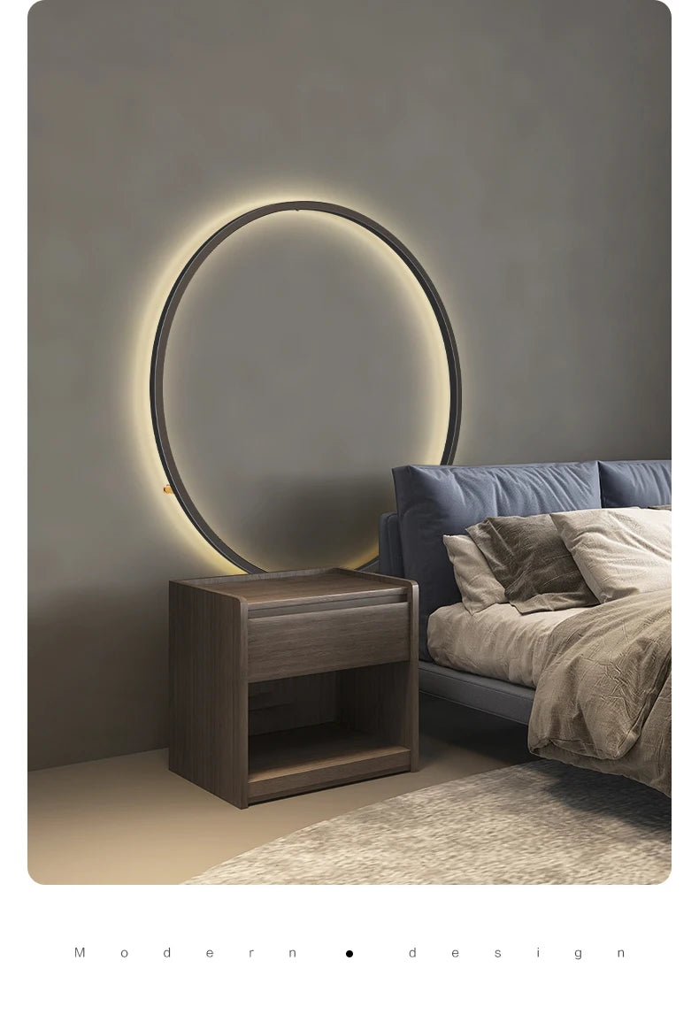 Modern Decor LED Wall Lamp  For Bedroom Living Room Home Nordic Design Round Ring Indoor USB Wall Sconce Lighting Fixture