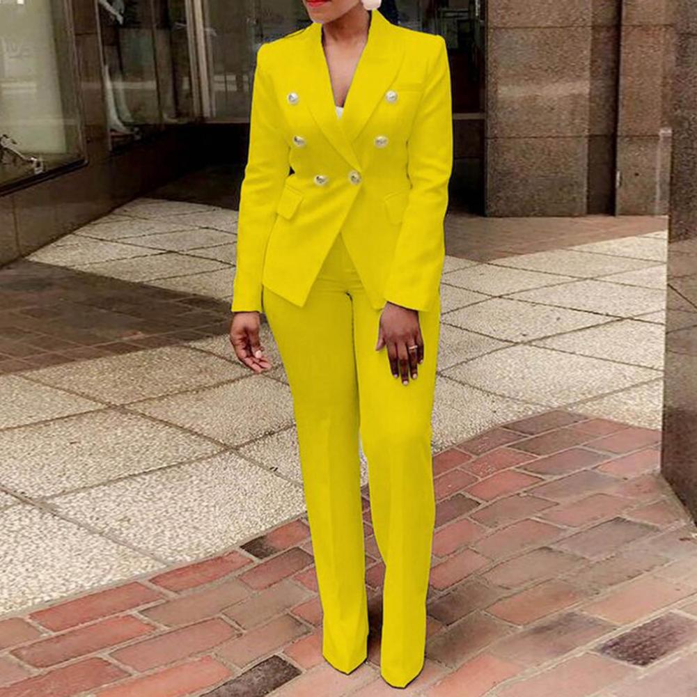 2022 Women's Elegant Casual Fashion 2 Piece Set Blazer + Pants Ladies Business Suits Office Wear Female Trouser Pant Suit