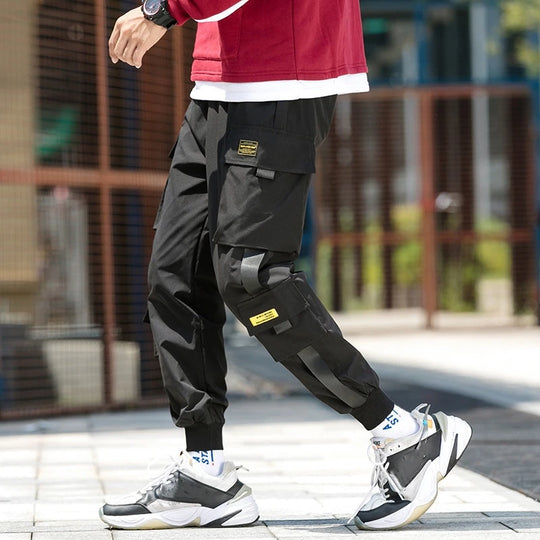 2024 New Fashion Men's Cargo Pants Casual Hip Hop Hit Color Multiple Pockets Trousers Streetwear Sportswear Sweatpants