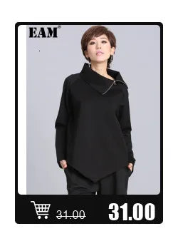 [EAM] Women Black Ways Wear Irregular Blouse New Lapel Long Sleeve Loose Fit Shirt Fashion Tide Spring Summer 2024 1DD969601