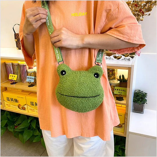 Cute Frog Plush Bag Toys Stuffed Animals Doll CrossBody Shoulder Bag Backpack Coin Purse Wallet Pouch Children Girls Boys Gift