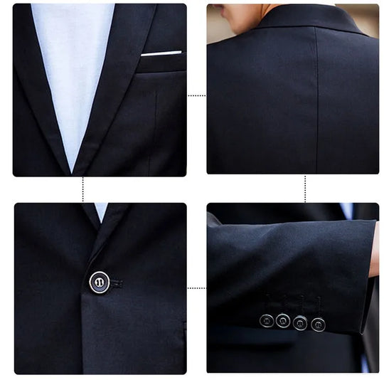 Men Blazers Sets 2 Pieces Wedding Elegant Formal 3 Suits Full Business Korean 2023 Pants Blue Coats Jackets Luxury