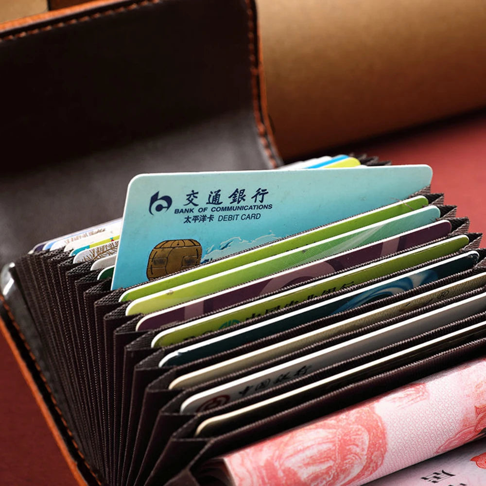 Leather Business Card Case Women Men Multiple Card Slots Bank/ID/Credit Card Holder Coin Purse Wallet Bag Organizer Unisex