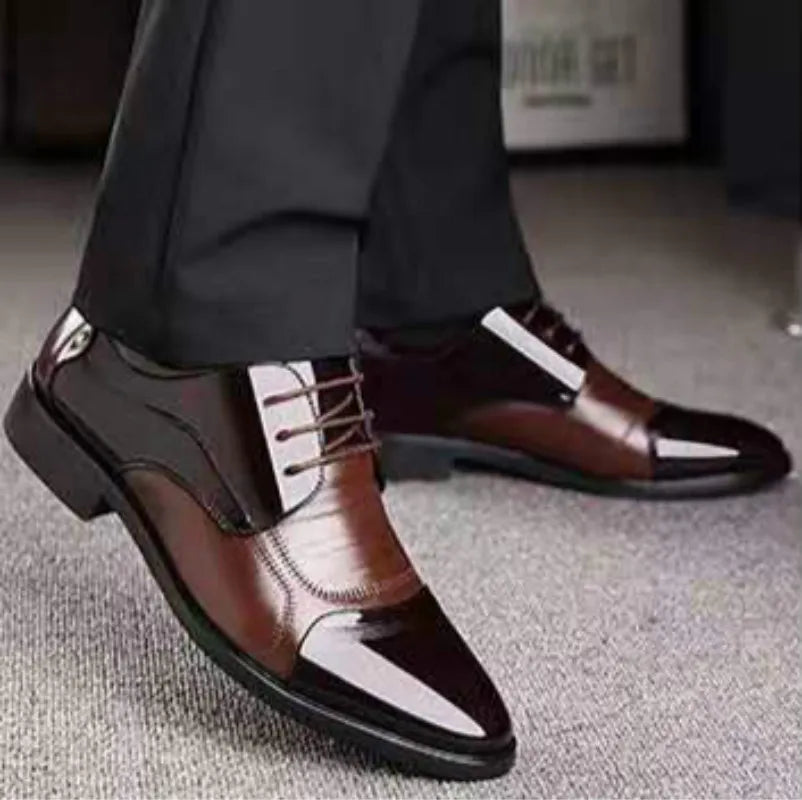 New Leather Shoes Men Lace Up Formal Dress Shoes Luxury Business Oxford Male Office Wedding Dress Shoes Footwear Mocassin Homme