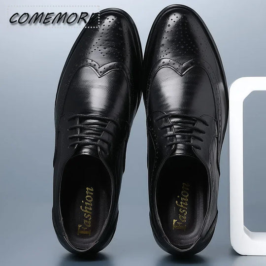 Handcrafted Mens Oxford Shoes PU Leather Brogue Dress Shoes Classic Business Formal Wedding Shoes Man Non-slip Spring Autumn new