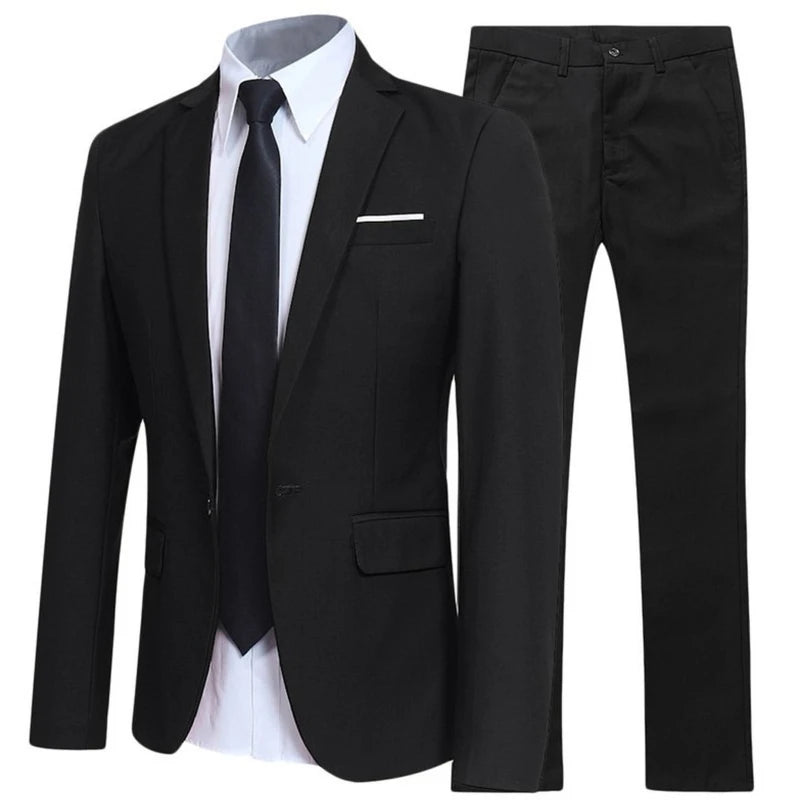 Men Blazers Sets 2 Pieces Wedding Elegant Formal 3 Suits Full Business Korean 2023 Pants Blue Coats Jackets Luxury