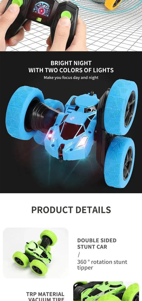 Rc Stunt Car Kids Double Sided Flip Remote Control Cars 2.4G High Speed 360° Rotation Drift Auto Toys Gifts for Boy Girl