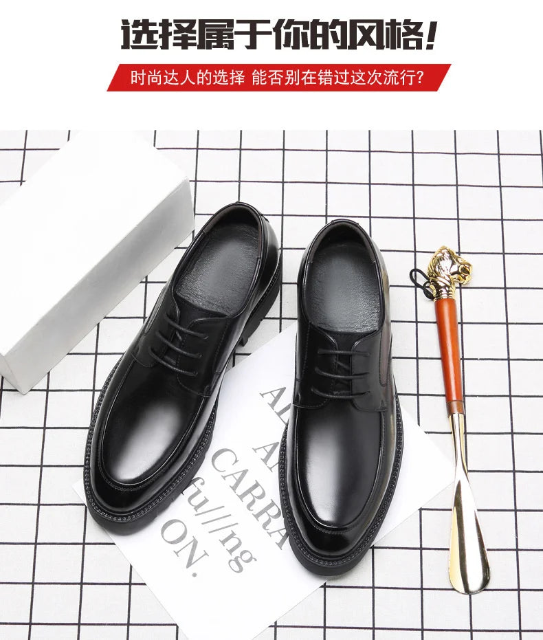 Brand Genuine Leather Sneakers Men Elevator Shoes Platform Heels 8cm 10cm Height Increase Heightening Shoes Man Dress Shoes