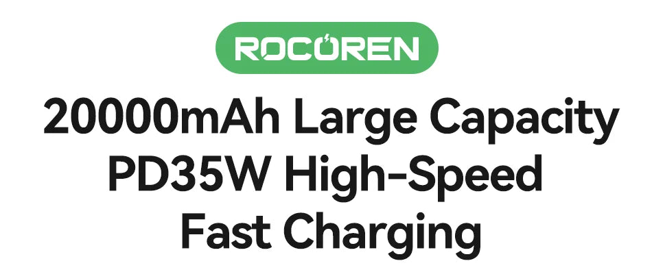 Rocoren 22.5W 20000mAh Power Bank QC PD 3.0 35W Fast Charge PowerBank  Portable 10000mAh External Battery For iPhone 16 Xiaomi