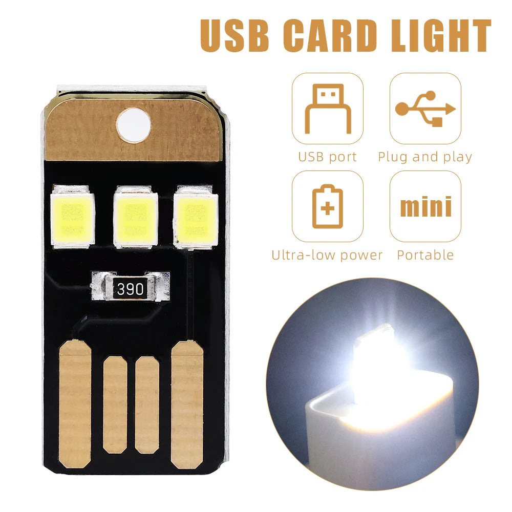 1/5pcs USB Gadgets 0.2W USB LED Bulb Book Light For Laptop PC Powerbank Night Lamp Mini Pocket Card USB Power LED Bedroom Light