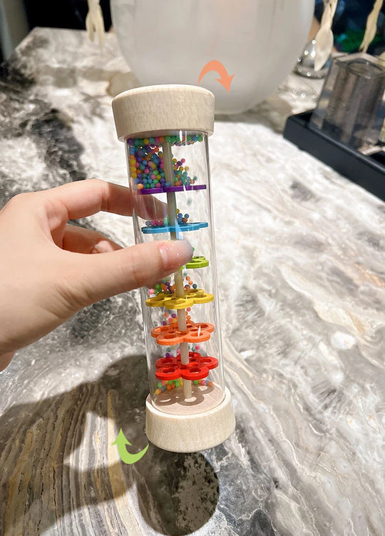 Montessori  Baby Rain Stick Rainbow Hourglass Rain Music Rattle Baby Educational Toy Rainmaker Montessori Sensory Toys for Kids