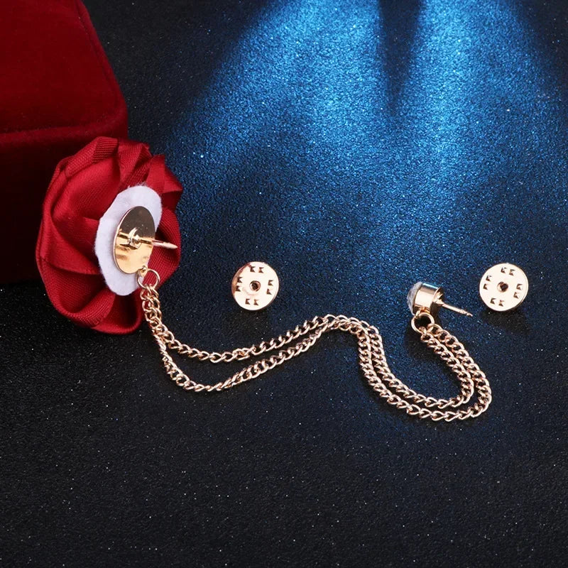 Korean Bridegroom Wedding Brooches Cloth Art Hand-made Rose Flower