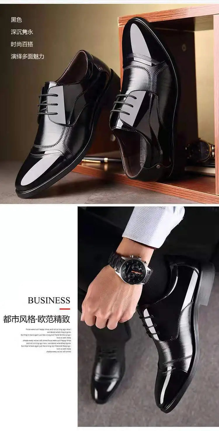 New Leather Shoes Men Lace Up Formal Dress Shoes Luxury Business Oxford Male Office Wedding Dress Shoes Footwear Mocassin Homme