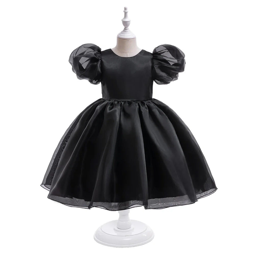 Fashion Girl White Princess Dress Tulle Puff Sleeve Wedding Party Kids Dresses for Girls Birthday Child Clothes Bridemaids Gown