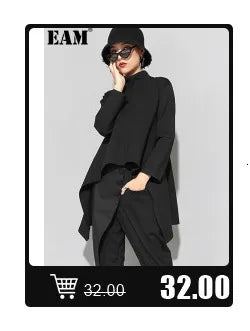 [EAM] Women Black Ways Wear Irregular Blouse New Lapel Long Sleeve Loose Fit Shirt Fashion Tide Spring Summer 2024 1DD969601