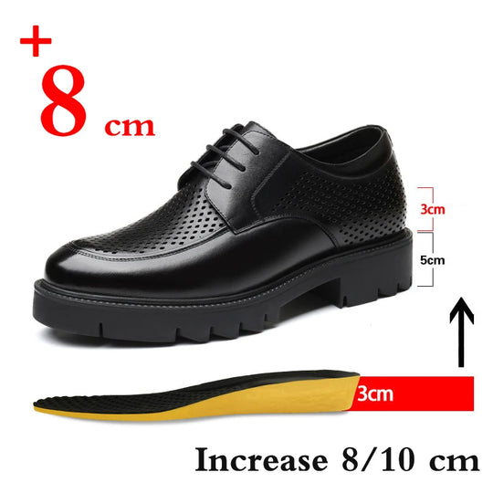 Brand Genuine Leather Sneakers Men Elevator Shoes Platform Heels 8cm 10cm Height Increase Heightening Shoes Man Dress Shoes