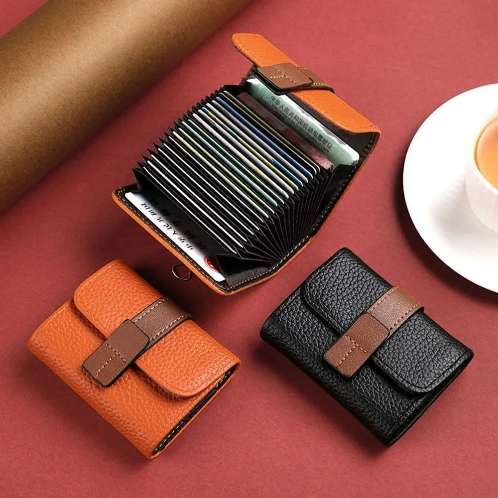 Leather Business Card Case Women Men Multiple Card Slots Bank/ID/Credit Card Holder Coin Purse Wallet Bag Organizer Unisex