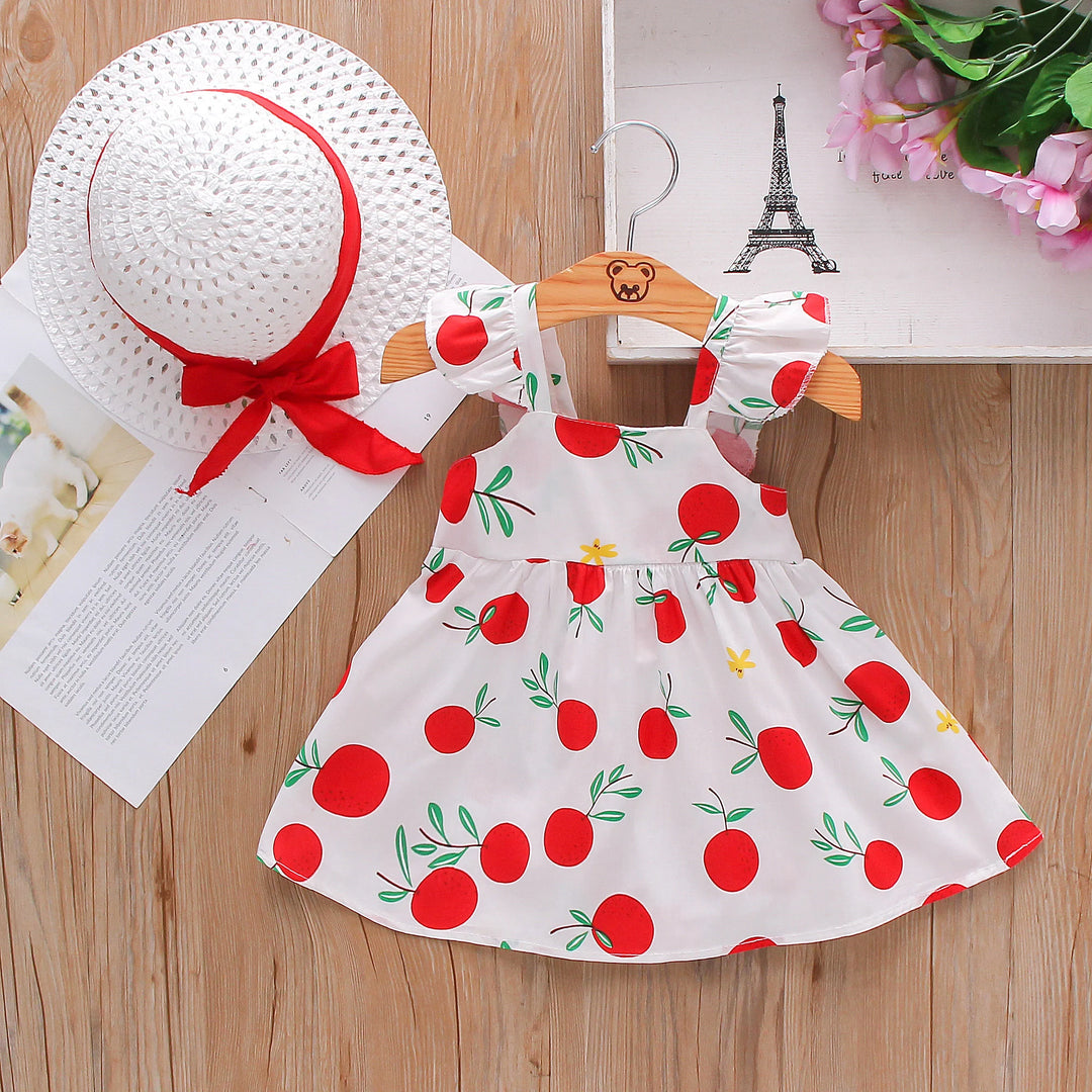 Baby Girl Dress Fruit Print Cotton Fashion Dress Summer New Comfortable Breathable Clothes