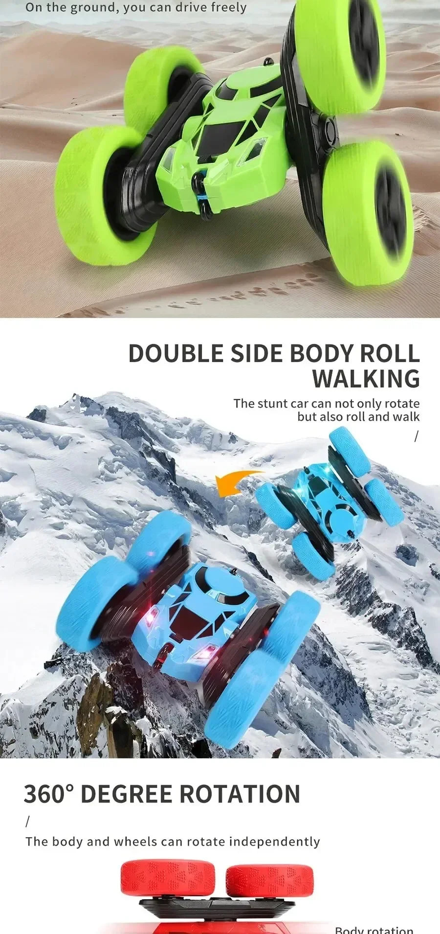 Rc Stunt Car Kids Double Sided Flip Remote Control Cars 2.4G High Speed 360° Rotation Drift Auto Toys Gifts for Boy Girl