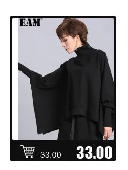 [EAM] Women Black Ways Wear Irregular Blouse New Lapel Long Sleeve Loose Fit Shirt Fashion Tide Spring Summer 2024 1DD969601