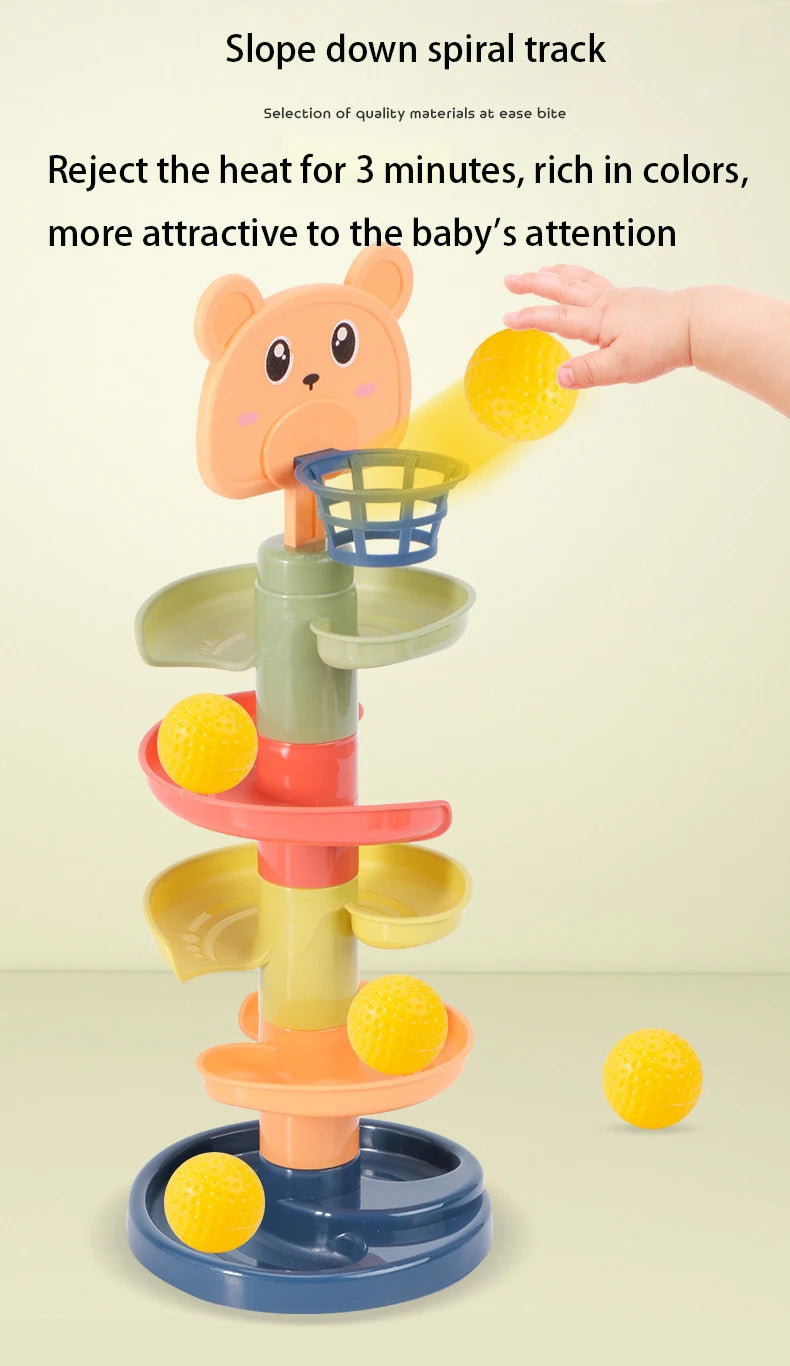 Montessori Baby Toy Rolling Ball Tower Montessori Educational Games For Babies Stacking Track Baby Development Toys 1 2 3 Years