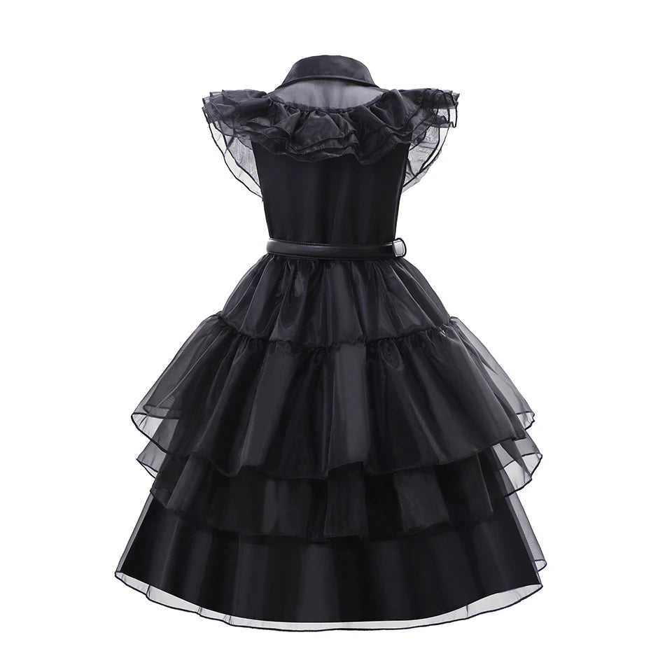 Halloween Black Costume for 3-12T Girl Carnival Events Cosplay Dress Fashion Gothic Vestido Kids Evening Party Clothes